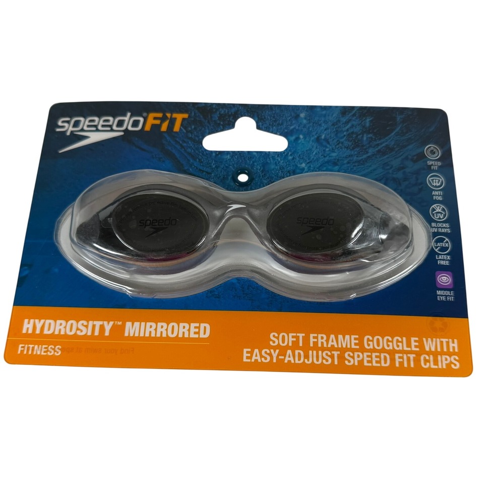Speedo Unisex OS Hydrosity Mirrored Swim Goggles Charcoal Fitness Anti-Fog UV